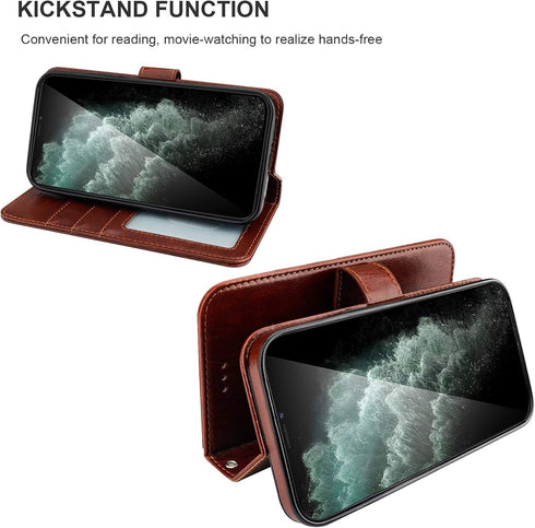 Bocasal Compatible with iPhone 12 & iPhone 12 Pro Wallet Case with Card Holder PU Leather Magnetic Detachable Kickstand Shockproof Wrist Strap Rem...