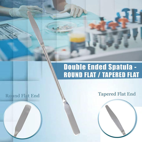A2Z-DE003 Stainless Steel Double Ended Micro Lab Spatula Sampler, Round & Tapered Arrow End, 7" Length...