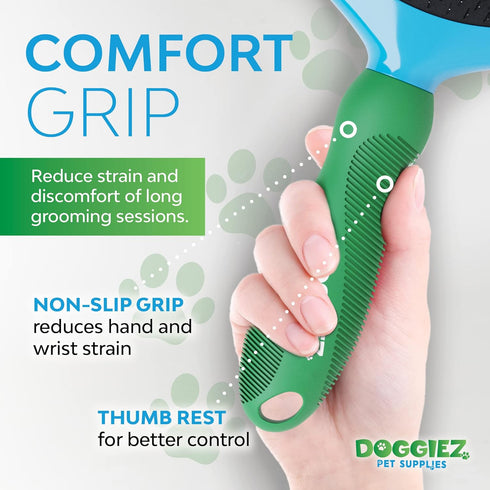 Slicker Wire Pin Dog Brush with Comfort Grip Handle - Cat and Dog Grooming Brush - For Dogs with Short and Long Haired Dogs - Best Pet Grooming Ha...