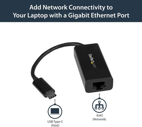 StarTech.com USB-C to Gigabit Ethernet Adapter, Thunderbolt 3 /4 Compatible, RJ45 LAN Network Converter, Windows & Mac...