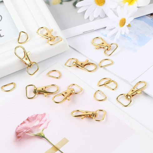 SANNIX 120 Pcs Key Chain Clip Hooks and D Rings Bulk Include 60Pcs Swivel Snap Hooks Lanyard Clips and 60Pcs D Ring for Keychains and Purse Hardwa...