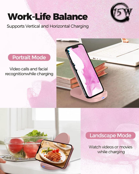 YW YUWISS 15W Fast Wireless Charger Wireless Phone Charger Stand Compatible with Apple iPhone 14 13 12/12 Pro Max/ 11Pro/11Pro Max, Compatible wit...