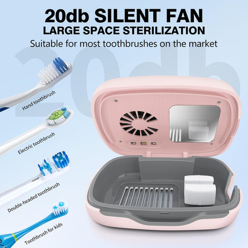 UV Toothbrush Covers Case and Holder with Light,Toothbrush Covers with Holder, Rechargeable Portable Toothbrush Cleaner Case, Toothbrush Box Fan w...