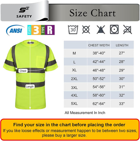 Hi Vis T Shirt Class 3 High Visibility Shirts for Men Safety Shirts with Reflective Strips and Pocket Breathable Construction Work Mesh Short Slee...