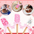 3 Pcs Valentine Silicone Spatulas with Wooden Handles Valentine Pattern Heat Resistant Baking Silicone Spatulas with Pink Satin Ribbon Bows for Ba...