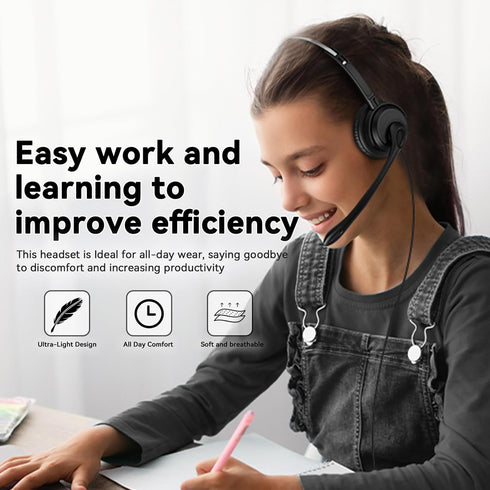 3.5mm Computer Headset with Microphone, Cell Phone Headset with Microphone Noise Cancelling for iPhone Samsung PC Business Skype Softphone Call Ce...