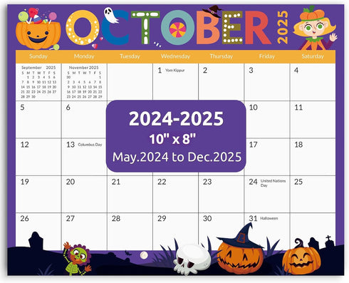 Magnetic Calendar for Refrigerator, 8'' x 10'' Fridge Calendar Runs from May 2024 Until December 2025, 20 Months Refrigerator Calendar for Home, O...