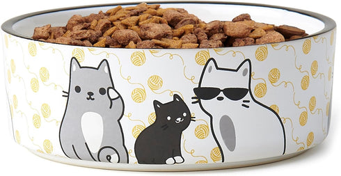 PetRageous 17013 Tangled Kitty Stoneware Dishwasher Safe Cat Bowl with 2-Cup Capacity 5-Inch Diameter by 2-Inch Tall Great for Small Cats or Large...