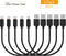 JAYEE Short USB Cable (25CM) Charging Cable 5 Pieces USB Charging Cable for Cellphone and Tablet (5 Pieces Black)...