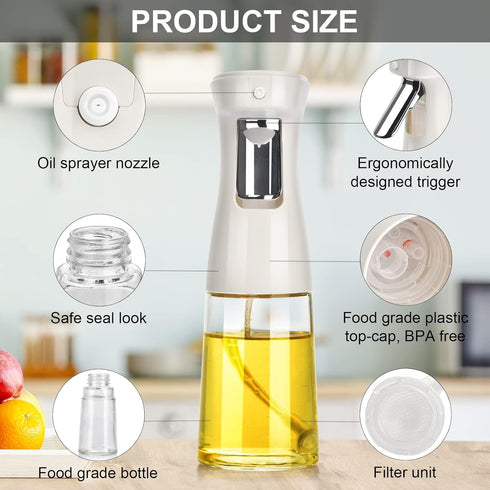 Olive oil Sprayer for Cooking, 240ml Olive Oil Spray Bottle, Glass Olive Oil Sprayer Mister, Oil Sprayer for Air Fryer, BBQ, Salad, Baking, Grilli...
