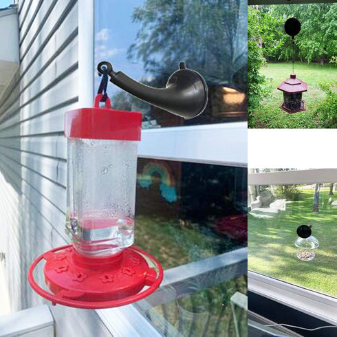 Pmsanzay Strong Window Suction Cups Hanger Hook for Bird Feeders and Wind Chimes, Pet Water Drinker Dispenser Cage, Bird House Feeder Hanging Brac...