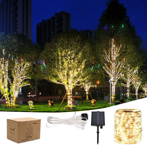 Solar String Lights Outdoor,100FT 300 LEDs Solar Fairy Lights,Waterproof Solar Powered Outdoor Lights 8 Modes for Patio, Gardens, Backyard,Tree,We...
