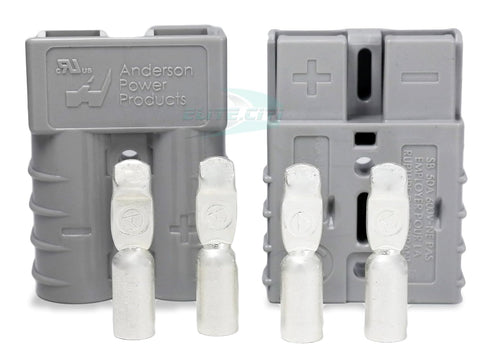 Anderson Power Products SB50 Connector Kit, 50 Amps, Gray Housing, w/ 10 12 AWG, 6319 (1 Pair)...