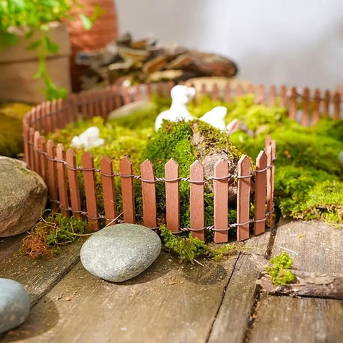 ONEST 3 Pieces Miniature Fairy Garden Fence Mini Wood Ornament Fence Fairy Garden Fence Supplies for Home Garden Plant Decorations...