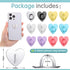 12 Pcs Cell Phone Finger Ring Adhesive Metal Phone Finger Grip Heart Shaped Cell Phone Ring Holder Phone Accessories Charm Loop Stand Phone Charm ...
