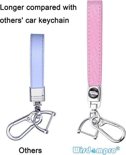 Wisdompro Microfiber Leather Car Keychain, Universal Key Fob Keychain Leather Key Chain Holder with 3 Keyrings and 1 Screwdriver for Men and Women...