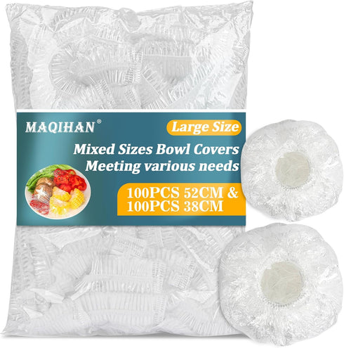 200 Bowl Covers Bread Proofing - Multiple Sizes Plastic Wrap Food Sourdough Bread Baking Bread Rising Elastic Reusable Plate Covers Outdoor Food F...