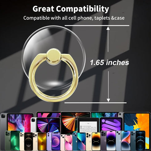 Clear Gold Phone Holder Ring Grips for iPhone Samsung Galaxy, Transparent Finger Ring Stand for Smartphones Tablets Cases 5-Crystal......