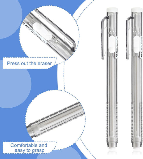 2Pcs Retractable Mechanical Eraser Pen with 10Pcs Replacement Eraser Refills Mechanical Pencil Eraser for Artists Drawing Drafting Painting for Sc...