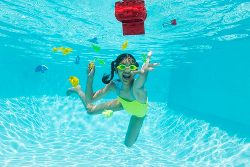 Wahu Mystery Key Treasure Challenge Pool Diving Toy Set for Kids Ages 5+, Underwater Treasure Chest and Key Diving Search Game for Pool...