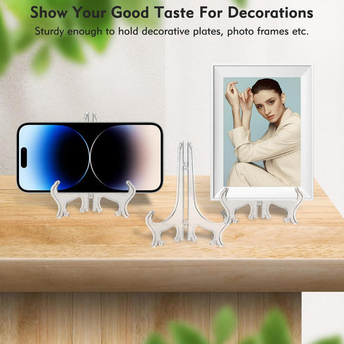 18pcs Small Plate Stands for Display, 3 inch Plate Stands for Display, Frame Stands Picture Stands for Display, Acrylic Easel Display Stand Clear ...
