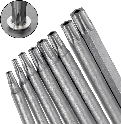 11PCS Torx Head Screwdriver Bit 1/4 inch Hex Shank S2 Steel 100mm Length Magnetic Security Screwdriver Set T6-T40 Star Screwdriver Bits Electric t...