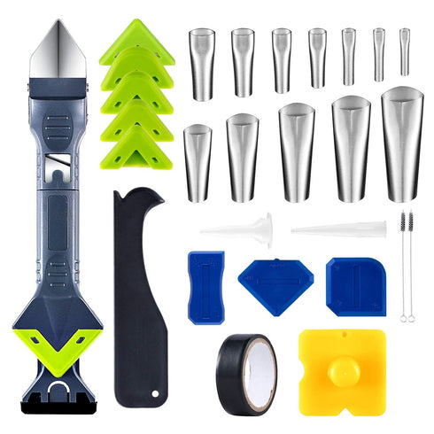Caulking Tool Kit, 28PCS Silicone Caulking Tools(Stainless Steelhead) Caulking Tool Sets Silicone Sealant Finishing Tool, Great Tools for Kitchen ...
