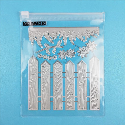 Daisy Flower Wood Fence Metal Cutting Dies for Card Making, Paper Embossing Die Cuts Kit Templates, Storage Pockets Supplies, Photo Frame Album DI...