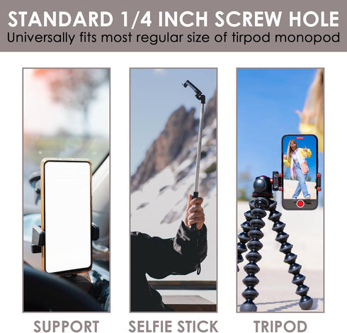 Phone Tripod Mount Adapter Universal, 2 Pack Tripod Phone Holder Phone Attachment for Tripod Cell Phone Holder for Tripod Phone Holder Clip Connec...