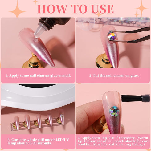 FANDAMEI Nail Art Kit, Nail Charms And Gems, Nail Art Charms, Nail Design Kit, Rhinestones For Nails, Nail Gems, Bow Nail Charms, Bow Charms For N...