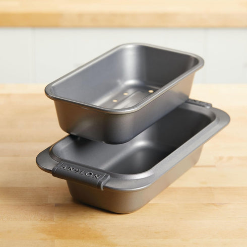 Anolon Advanced Nonstick Bakeware 2-Piece Loaf Pan Set, Gray with Silicone Grips - 54715...