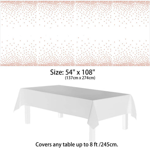 4 Pack Plastic Tablecloths for Rectangle Tables, Waterproof Disposable Party Table Cloths with Rose Gold Dot, Table Covers for Decorations, Baby S...