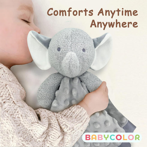 Elephant Baby Security Blanket Loveys for Babies Boys Girls, 15" Soft Baby Lovey Unisex Lovie, Baby Snuggle Toy Elephant Stuffed Animal, Grey Elep...