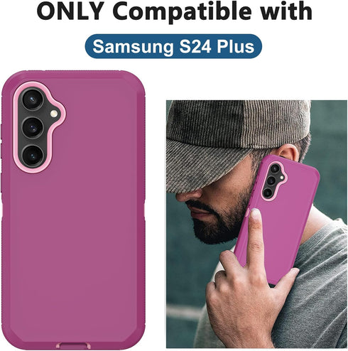 for Samsung Galaxy S24 Plus Case, with Built in Screen Protector Heavy Duty Drop Protection, Full Body Rugged Shockproof Protective Phone Cover fo...