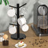 Wisuce Black Coffee Mug Tree, Updated Thick Bamboo Mug Holder Base,Coffee Cup Stand Mug Holders with 8 Hooks for Countertop Coffee Mug Rack Organi...
