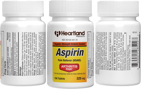 Arthritis Pain Relief - Aspirin 325mg EC - Enteric Coated - NSAID Pain Reliever - Made in USA - 100 Count...