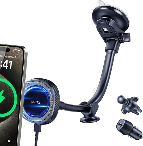 OQTIQ for MagSafe Car Charger, Magnetic Wireless Car Charger Compatible with iPhone 15 14 13 12 Series, 15W Fast Charging Car Phone Mount for Wind...