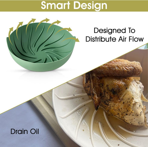Air Fryer Silicone Liners 2 Pack, Reusable Air Fryer Liner, Food Grade Air Fryer Accessories, Air Fryer Oven Microwave Accessories for 3Qt-5Qt, Mu...