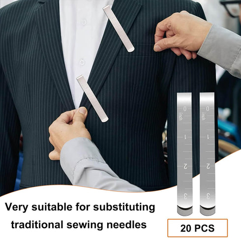 Set of 20 Sewing Clips, Stainless Steel Hemming Clips 3 Inches Measurement Ruler Quilting Supplies, Hem Marker, Sewing Supplies and Accessories...