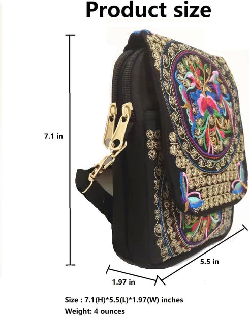 Vintage Embroidered Cell Phone-Purse -Small Crossbody Bag Coin Wallet,Women Mini Ethnic Travel Shoulder Bags Handbag Pouch...