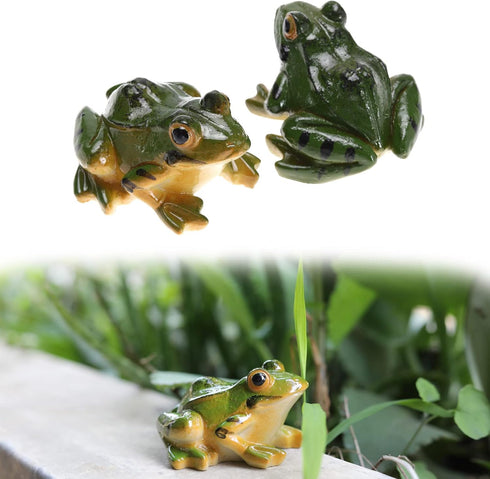SING F LTD 2pcs Resin Frog Statue Animal Sculpture Indoor Outdoor Decor for Garden Patio Yard Micro Fairy Garden Ornaments and Flower Pots...