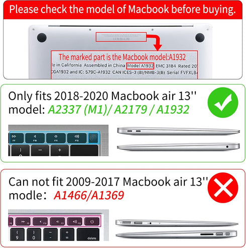Watbro Compatible with MacBook Air 13 Inch Laptop Case 2020 2019 2018 Release A2337 M1/A2179/A1932,Colorful Marble Case with Keyboard Cover Skin f...