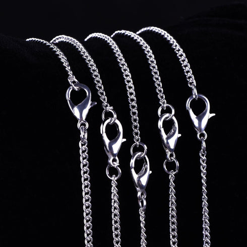Outus 12 Pack Iron DIY Chain Necklaces Lobster Clasp Link Chain Necklaces Silver Plated (18 Inch)...