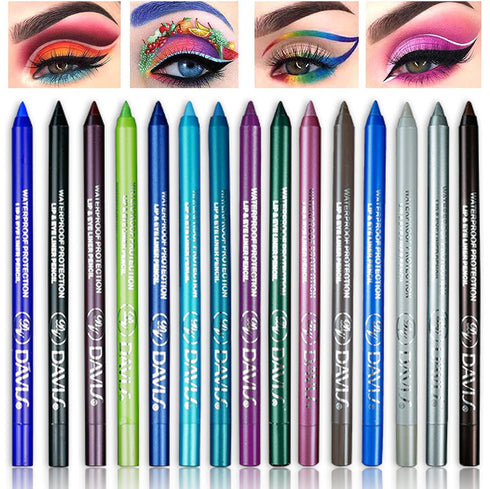 15 Colors Eyeliner Pen Set, Eyeliner Pencil Set, Waterproof Colorful Eyeliner Kit Long Lasting Eyeshadow Pencil Professinal Eye Makeup Set Pearl E...