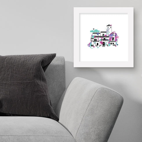 Trends International Gallery Pops Disney Encanto - Painted Paradise Encanto House Wall Art Wall Poster, 12" x 12", White Framed Version...