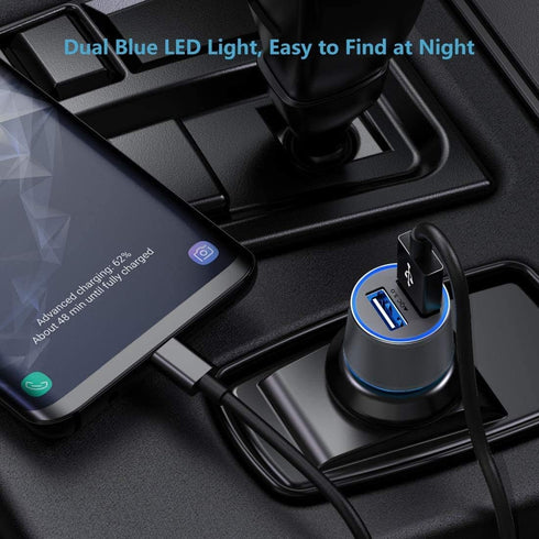 Fast USB Car Charger for Samsung Galaxy A55/A54/A53/A50/A15/A14/S24/S23/S22/S21 Plus/Ultra/S20 FE/S10/S9/S8/Note 20/A10S/A21/A31/A51 Quick Charge ...