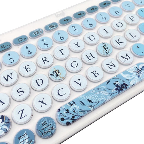 Silicone Keyboard Cover Skin for Logitech K380/Pebble Keys 2 K380s Multi-Device Bluetooth Keyboard, Gray Blue Flowers...