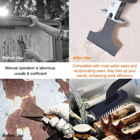 5PCS Reciprocating Saw Spatula Brush Set, Reciprocating Saw Saber Blade, Reciprocating Saw Attachment Includes Reciprocating Saw Shovel and Wire B...