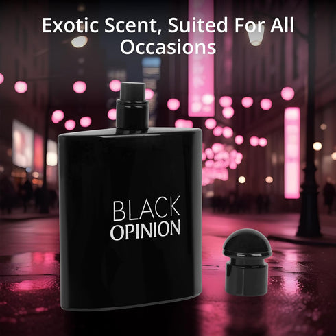 Black Opinion Eau De Parfum for Women Top Notes of Pear, Pink Pepper, Orange Blossom, Coffee, Jasmine, Bitter Almond & Licorice - Base of Vanilla,...