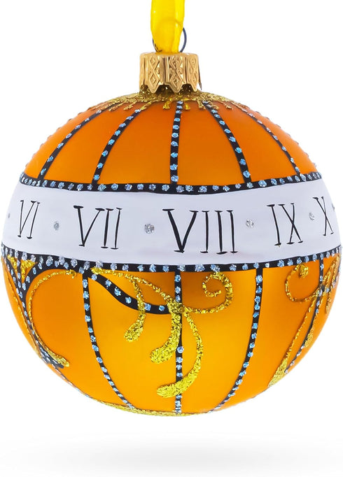 1899 Madonna Lily Clock Royal Egg Glass Ball Christmas Ornament, 3.25 Inches...